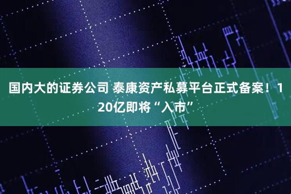 国内大的证券公司 泰康资产私募平台正式备案！120亿即将“入市”