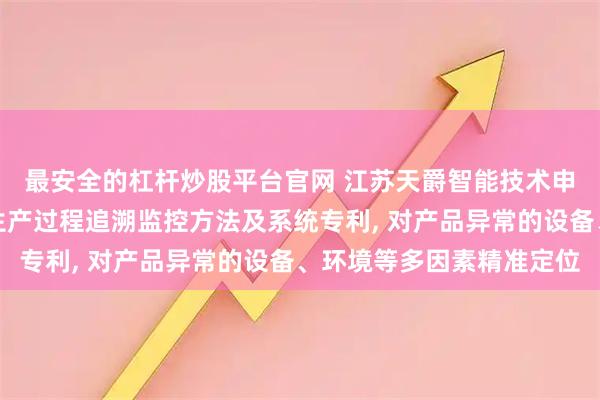 最安全的杠杆炒股平台官网 江苏天爵智能技术申请物联网驱动的实时生产过程追溯监控方法及系统专利, 对产品异常的设备、环境等多因素精准定位